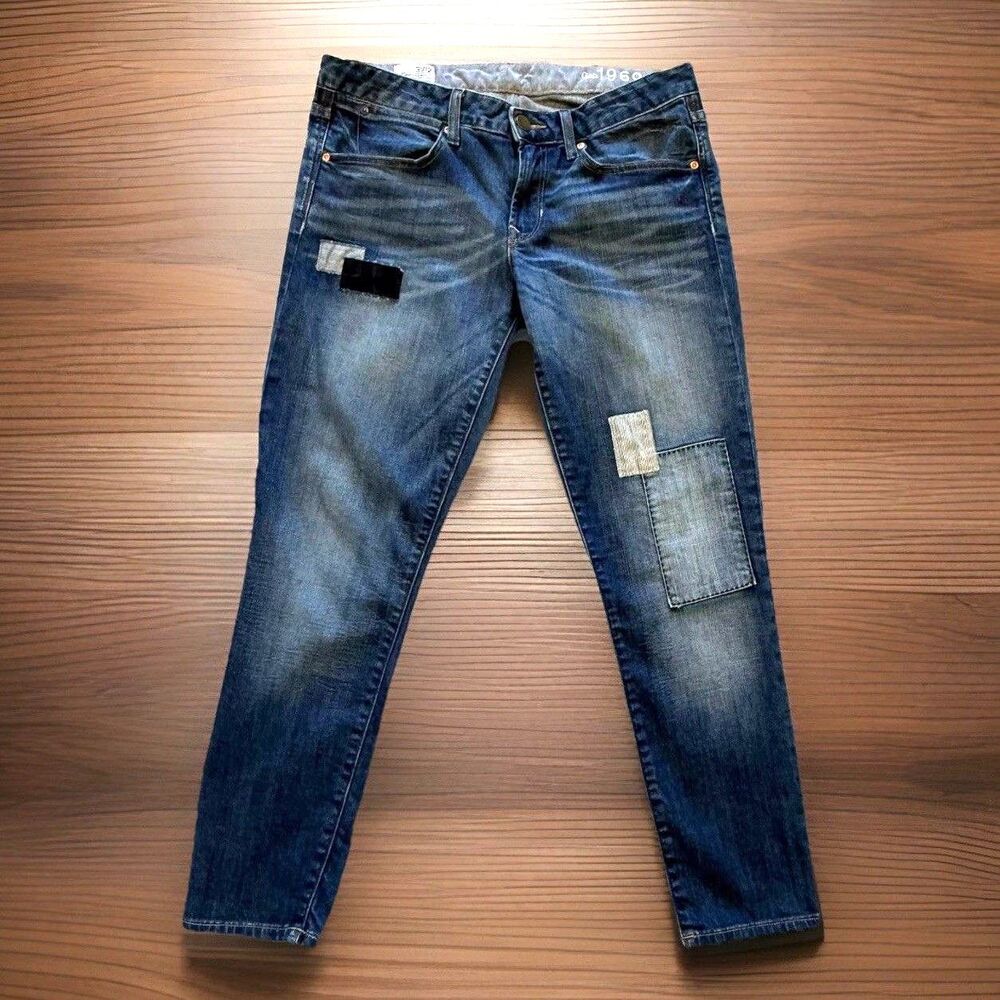 GAP 1969 Womens Size 12 Phoebe Patchwork Jeans Always Skinny Dark Ankle Stretch
